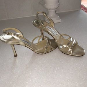 Jimmy Choo gold sandals heels 8.5/9 Euro 39